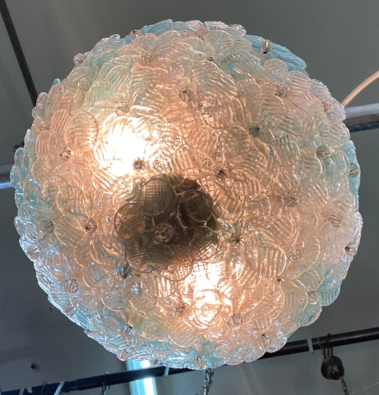 Coloured glass ceiling light attributable to Seguso of the 60s For Sale 1