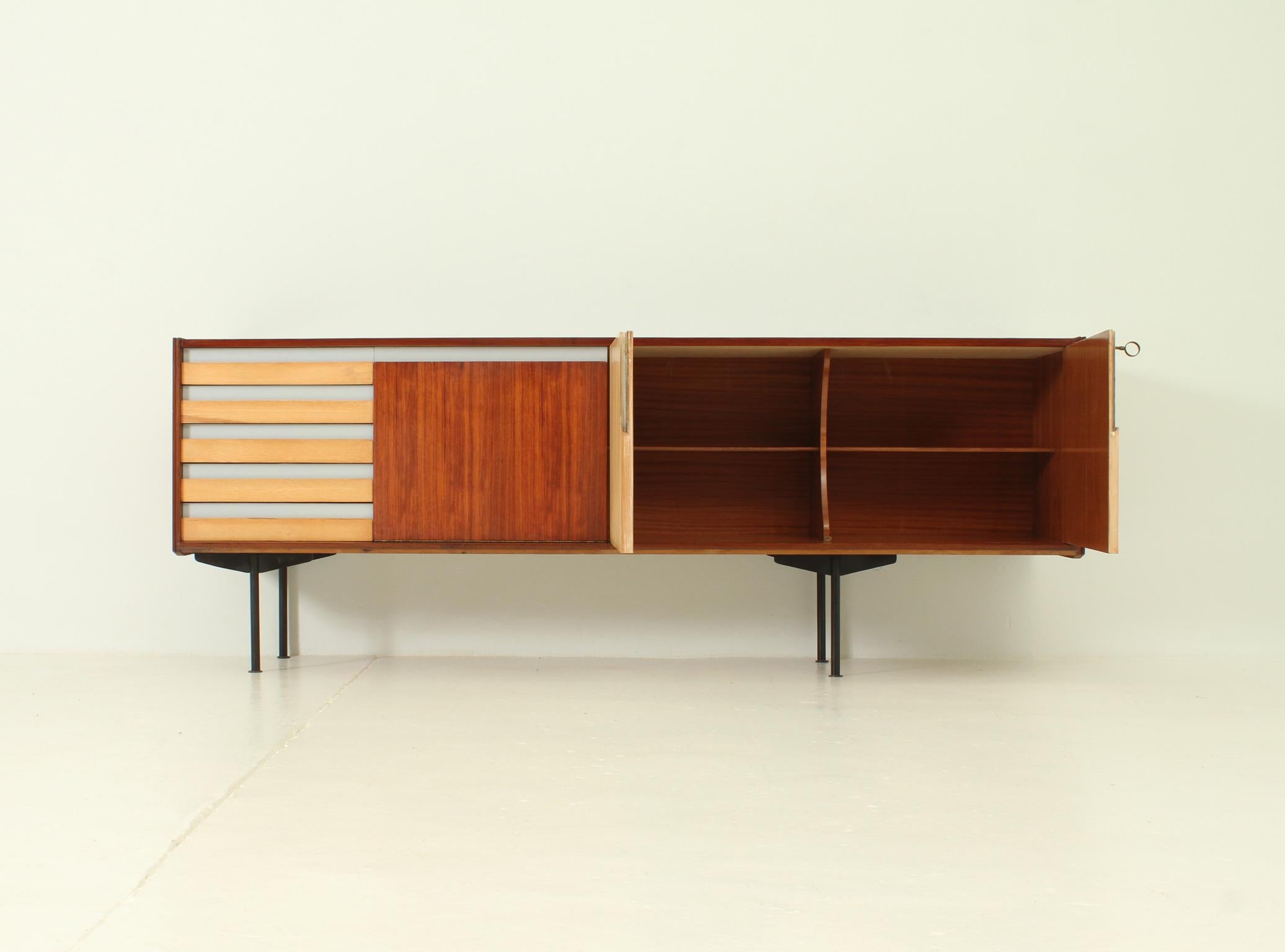 Metal Coloured Italian Sideboard from 1950's For Sale