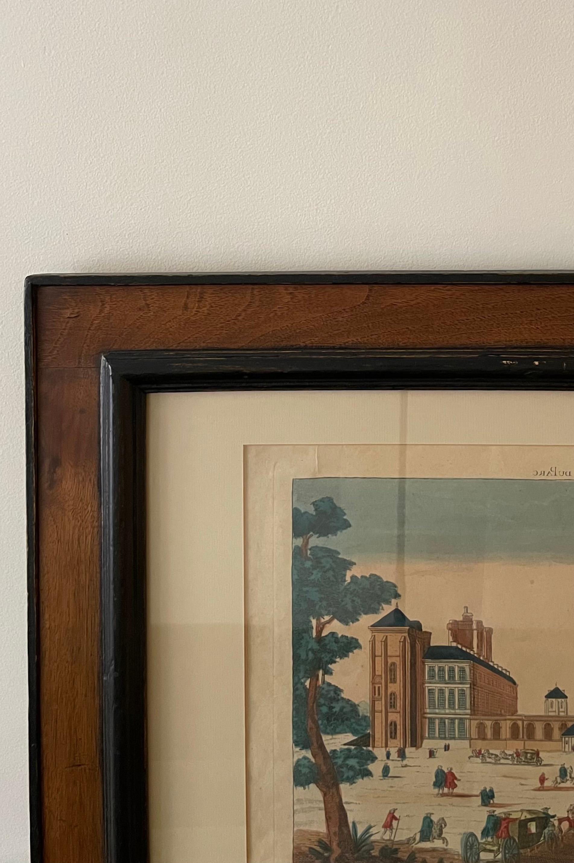 Coloured Optical View 18th century - Le Chateau In Fair Condition For Sale In MADRID, ES