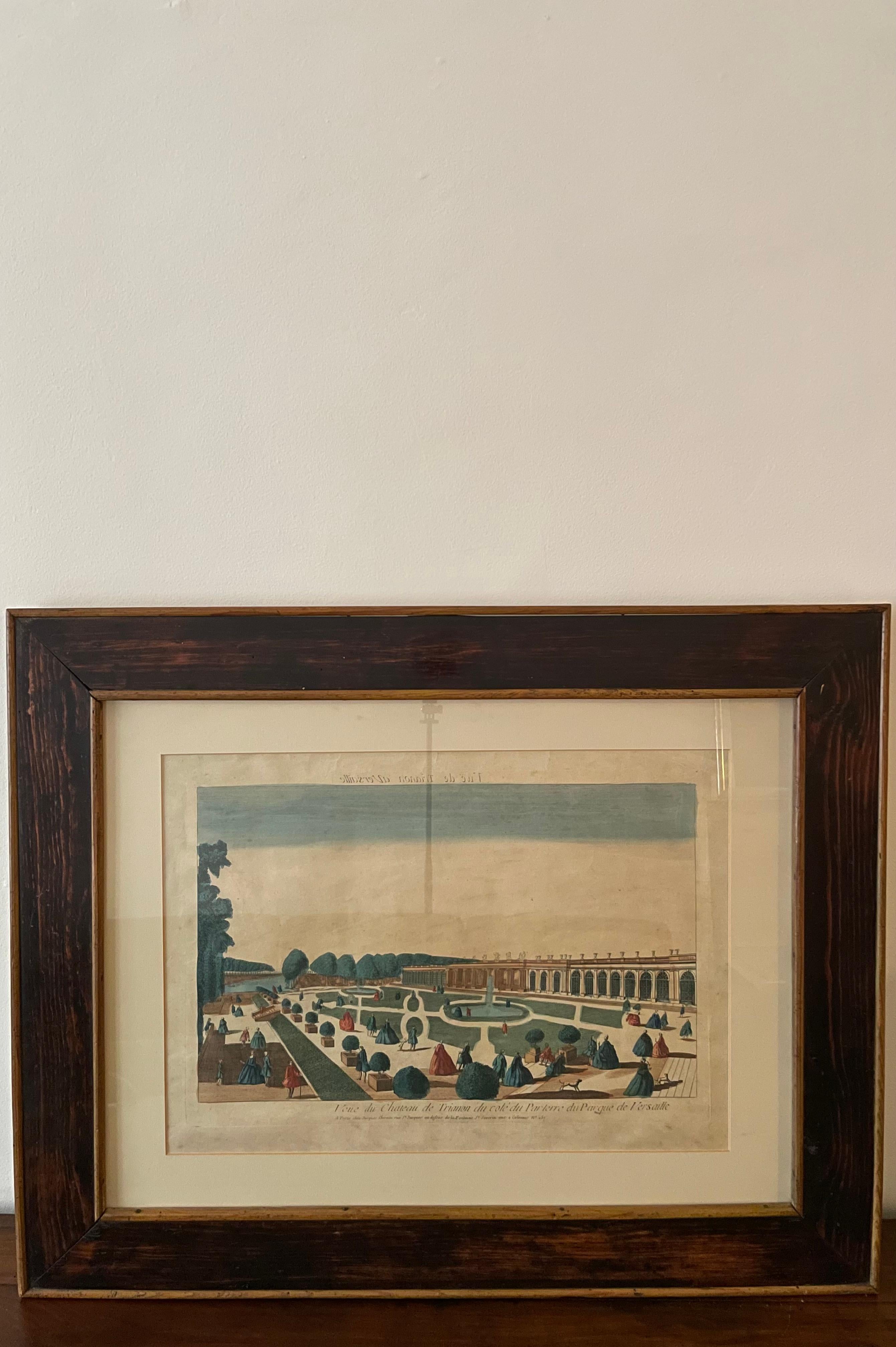 French Coloured Optical View 18th century - Versailles For Sale
