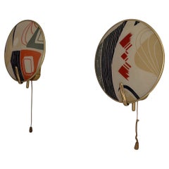 Paire d'appliques en plexiglas coloré et métal doré par Erco, années 1950, Allemagne