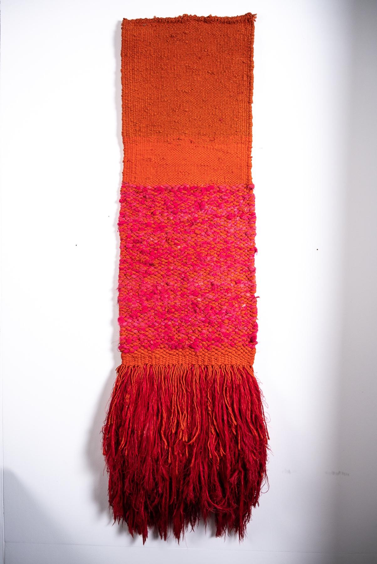 Bunter Wandbehang aus Leinen aus den 1980er Jahren von Edward Baran (Französisch) im Angebot