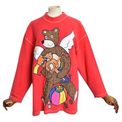 Pull Pull Teddy Bear rouge coloré Jean Charles Castelbajac des années 1990