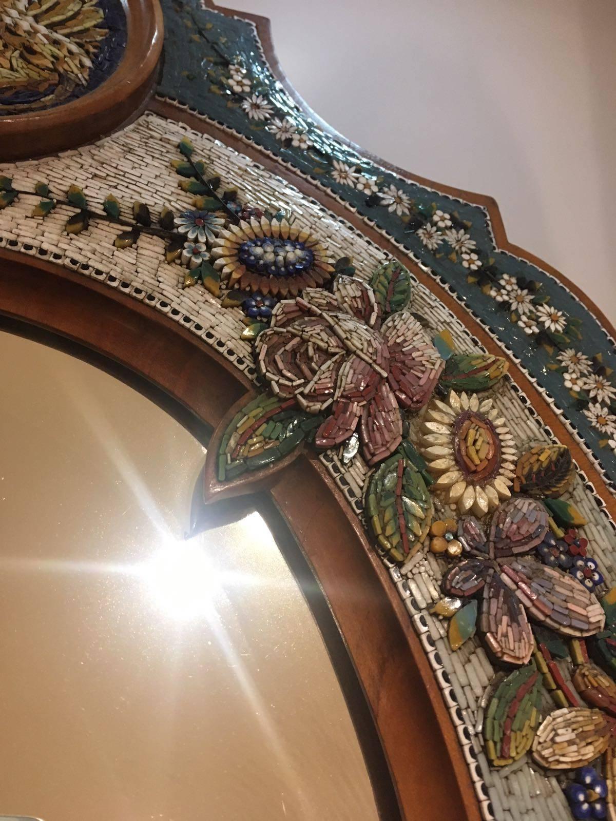 Colourful 19th Century, Italian Micro-Mosaic Mirror For Sale 1