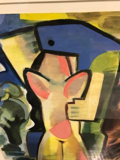 Colorful Abstract Gouache "Lovers in Landscape" by Gio Colucci