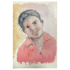 Farbenfrohes abstraktes Porträt, französisches expressionistisches Originalgemälde