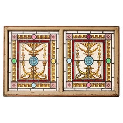 Colourful Antique Stained Glass Double Window