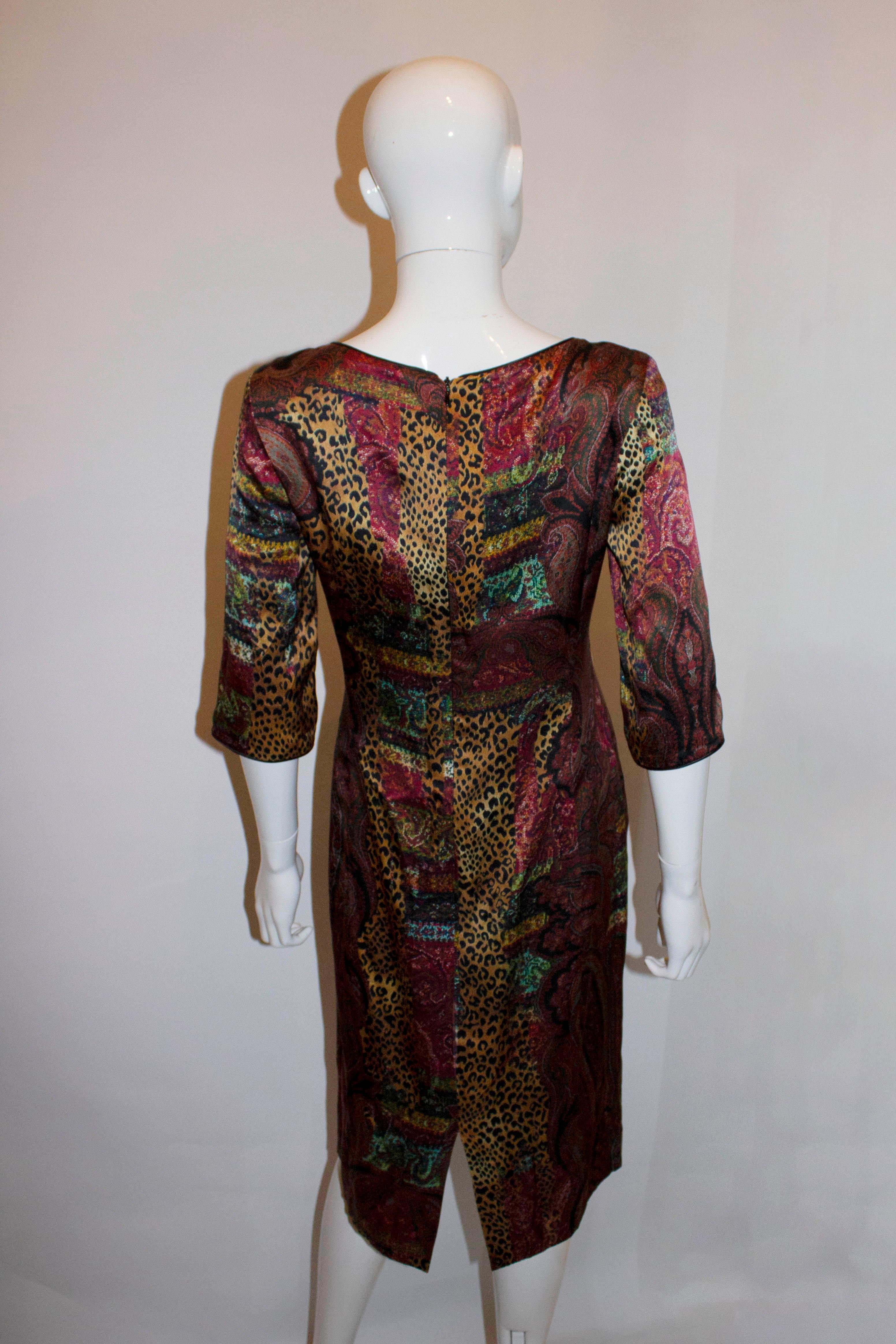 Colourful Caroline Charles Silk Shift Dress In Good Condition For Sale In London, GB