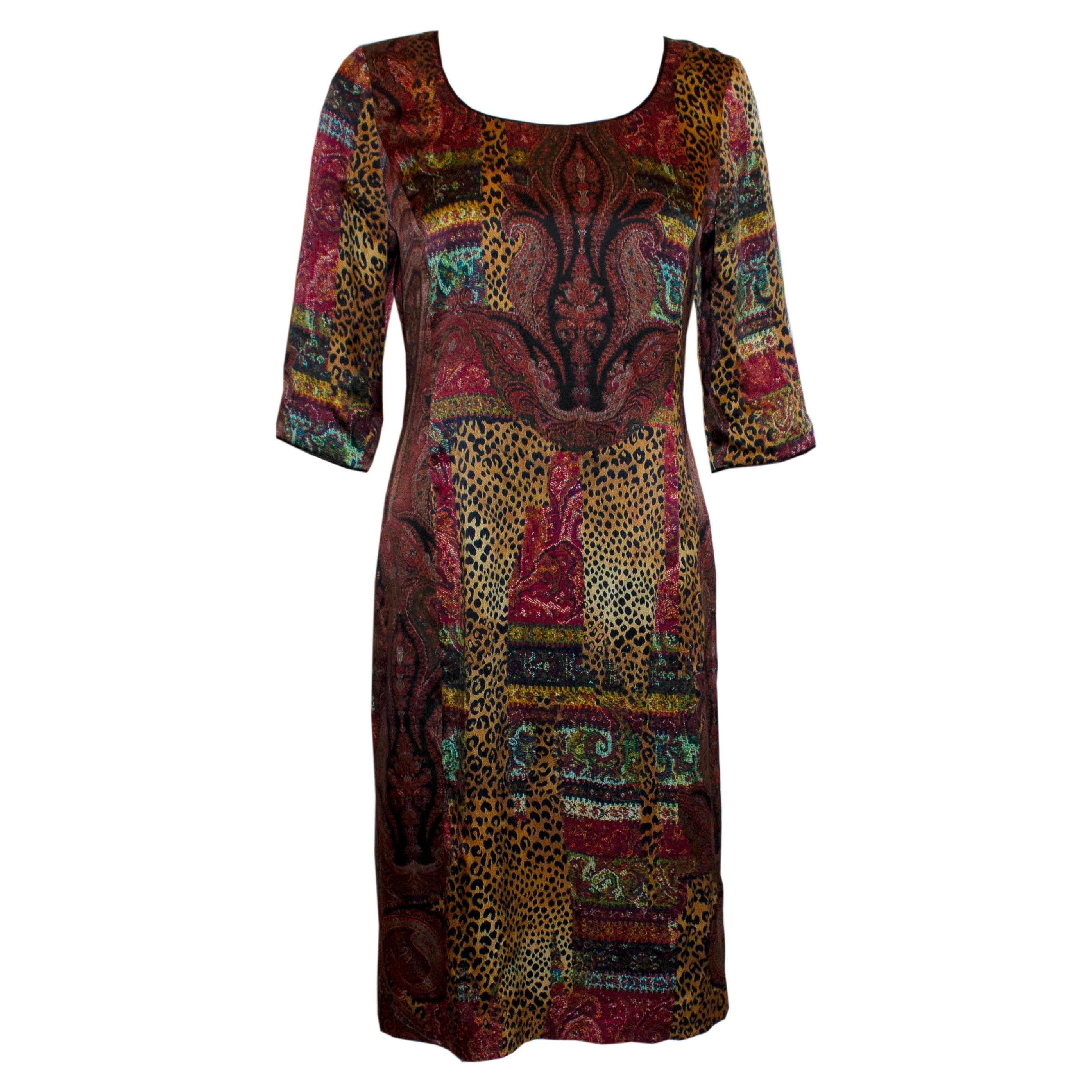 Colourful Caroline Charles Silk Shift Dress For Sale