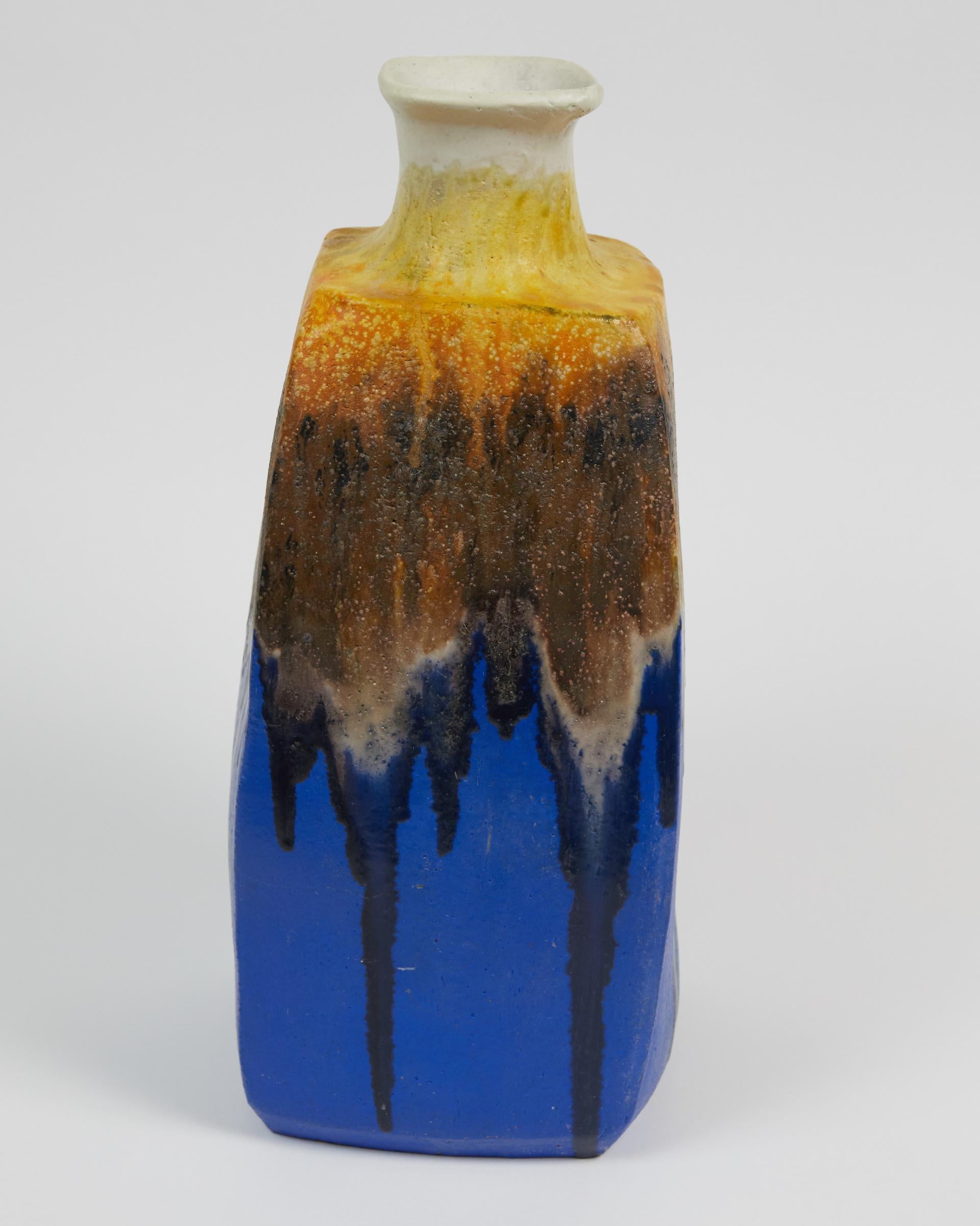 Italian Colourful Ceramic Vase by Marcello Fantoni For Sale
