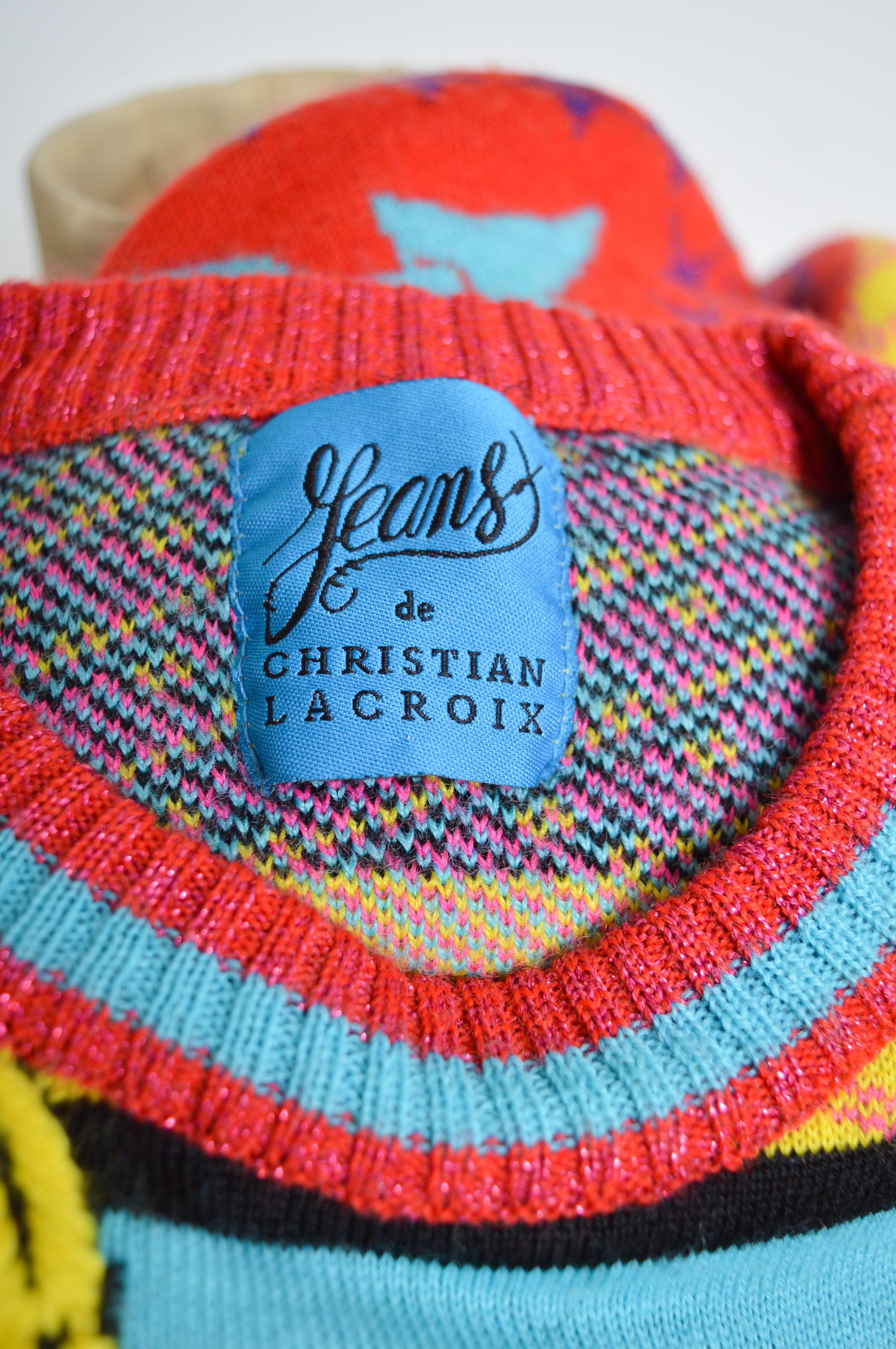 Pull coloré Christian Lacroix des années 1990 en maille arc-en-ciel intense - Pull en laine Bon état - En vente à Sheffield, GB