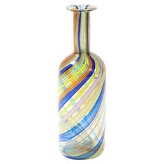 Colourful  Filigrana Murano Glass Bottle by Dino Martens