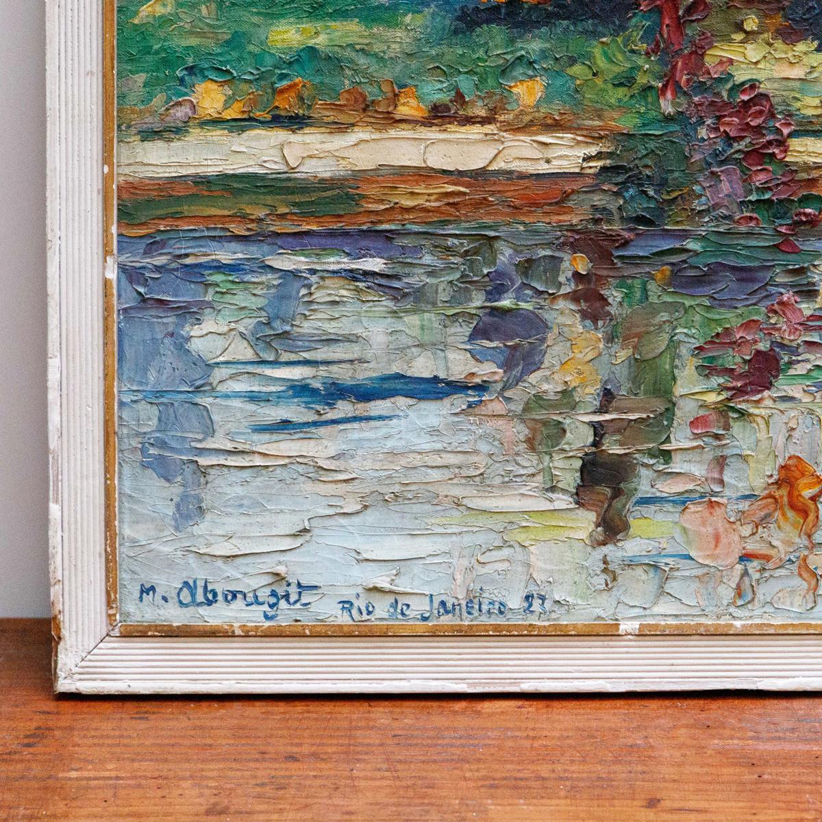 Colourful Impressionist Landscape Oil Painting Rio de Janeiro 1927 by M Abougit  In Good Condition For Sale In AMSTERDAM, NH
