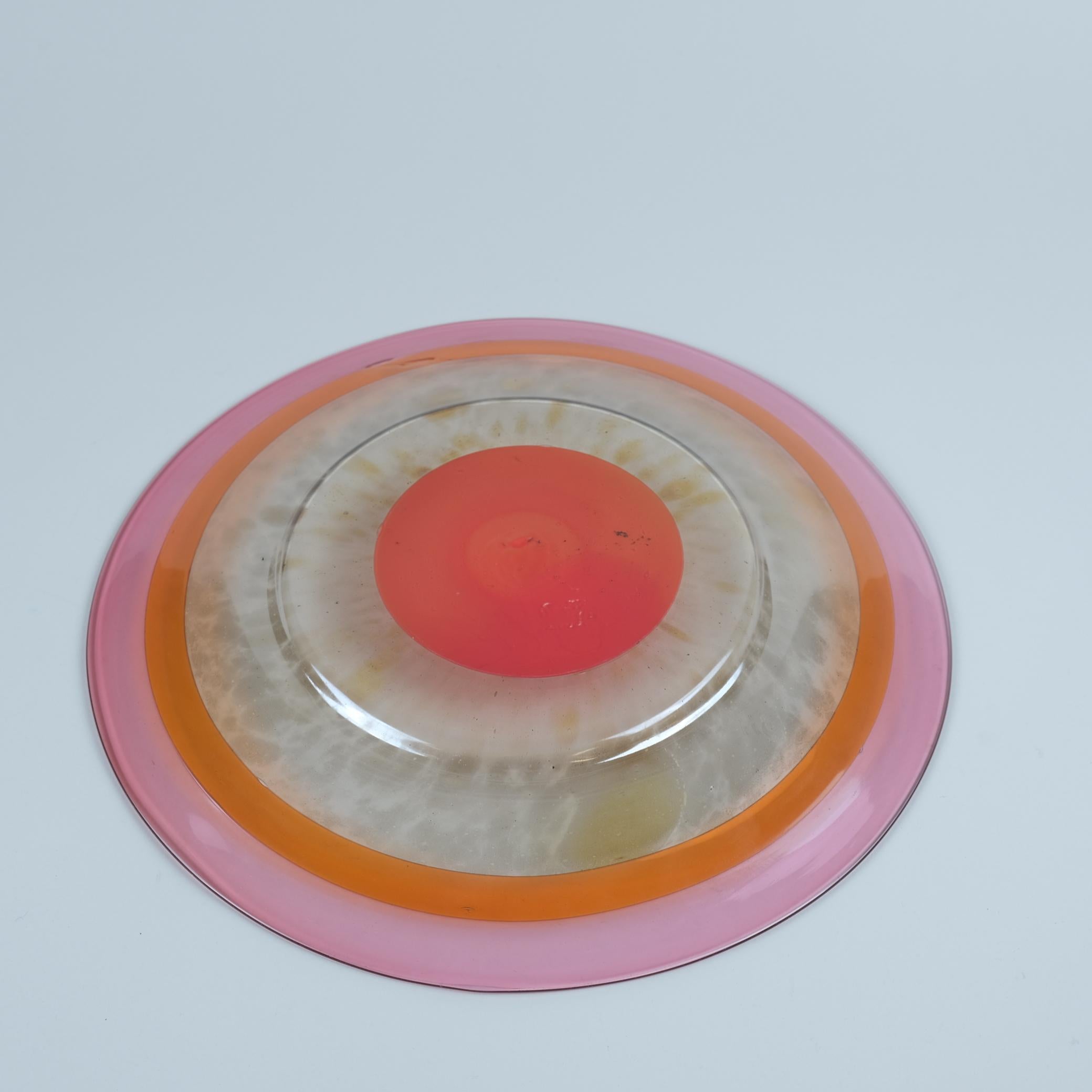 Plato Anillo Kaj Franck Colorido con Rojo, Rosa y Ámbar, Nuutajärvi Años 60 en venta 2