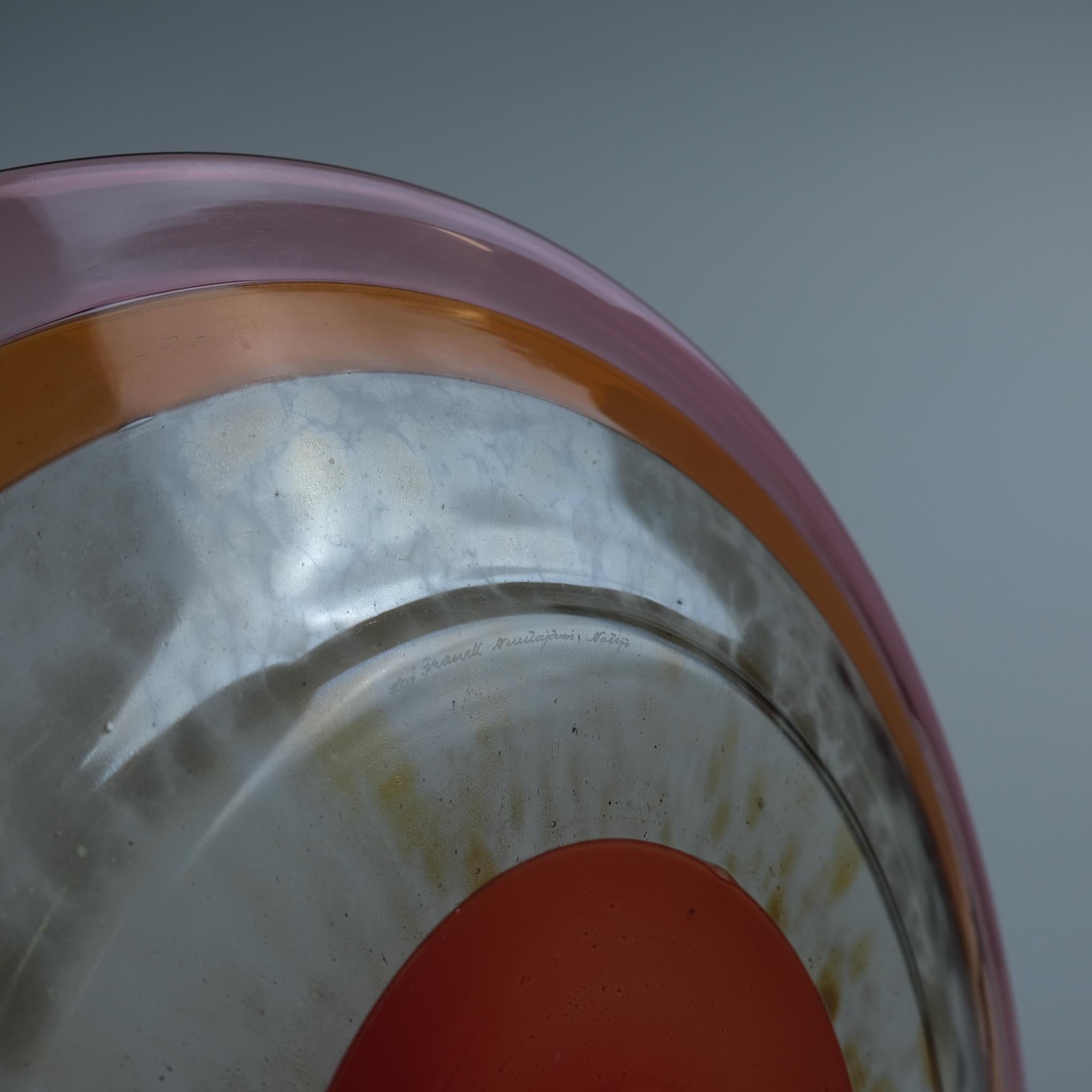 Plato Anillo Kaj Franck Colorido con Rojo, Rosa y Ámbar, Nuutajärvi Años 60 en venta 3