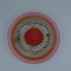 Colourful Kaj Franck Ring Plate with Red, Pink and Amber, Nuutajärvi 1960s