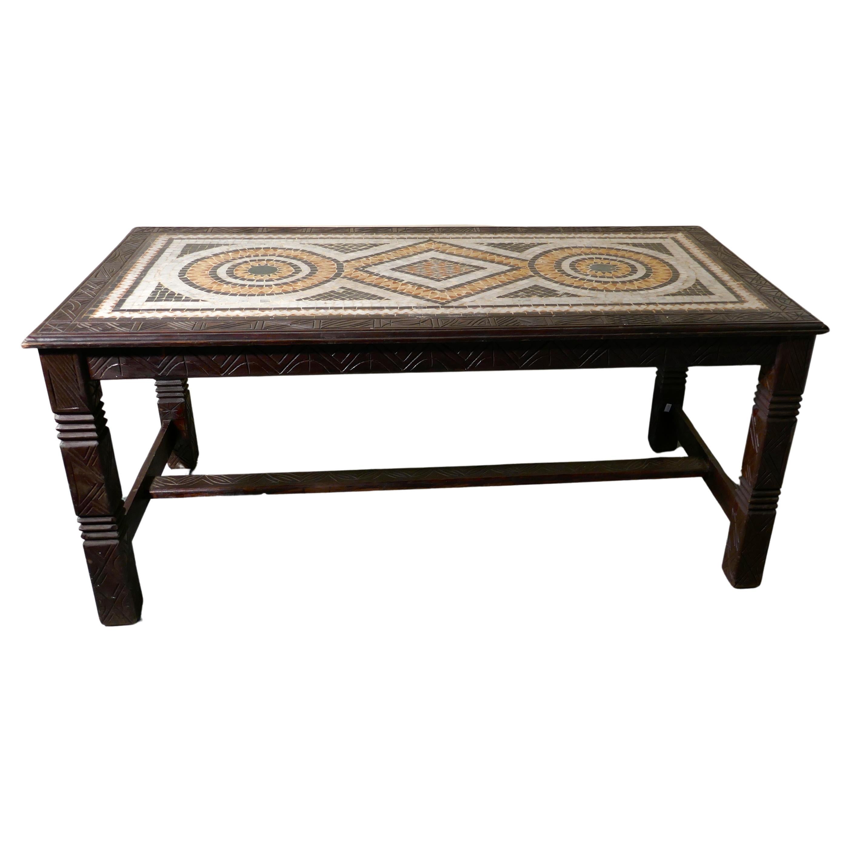 Colourful Mediterranean Mosaic Top Dining Table  A table with a difference  For Sale