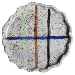 Ensembles d'assiettes peintes colorées avec bord incurvé en argile de Stracciatella
