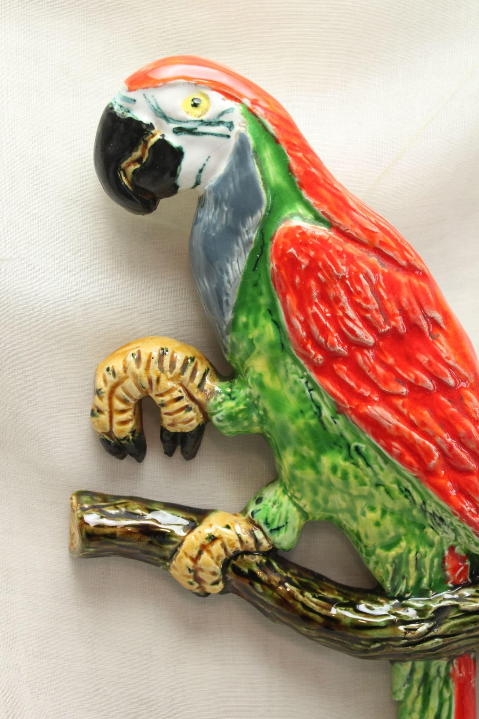 Mid-Century Modern Colourful Parrot Wall Decoration For Sale