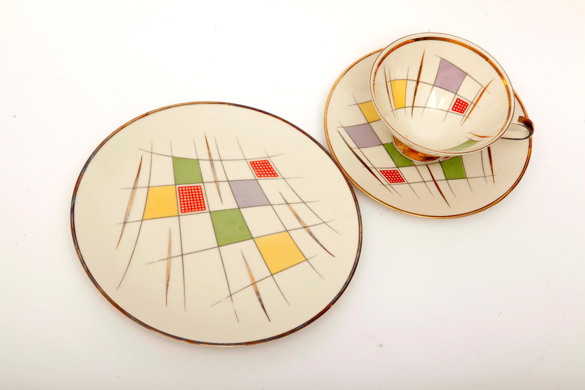 Colorful Porcelain Breakfast Set, Bavaria, Germany, Mid-Century Modern, 1950s 1