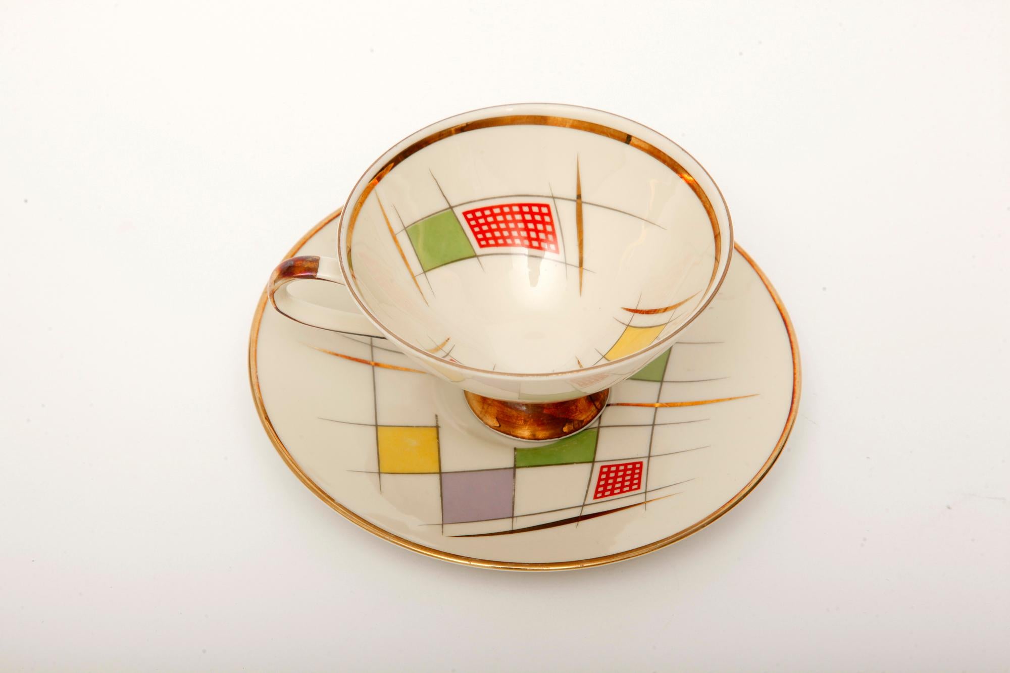 Colorful Porcelain Breakfast Set, Bavaria, Germany, Mid-Century Modern, 1950s 3