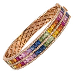 Bracelet précieux coloré or rose 18K diamant saphirs