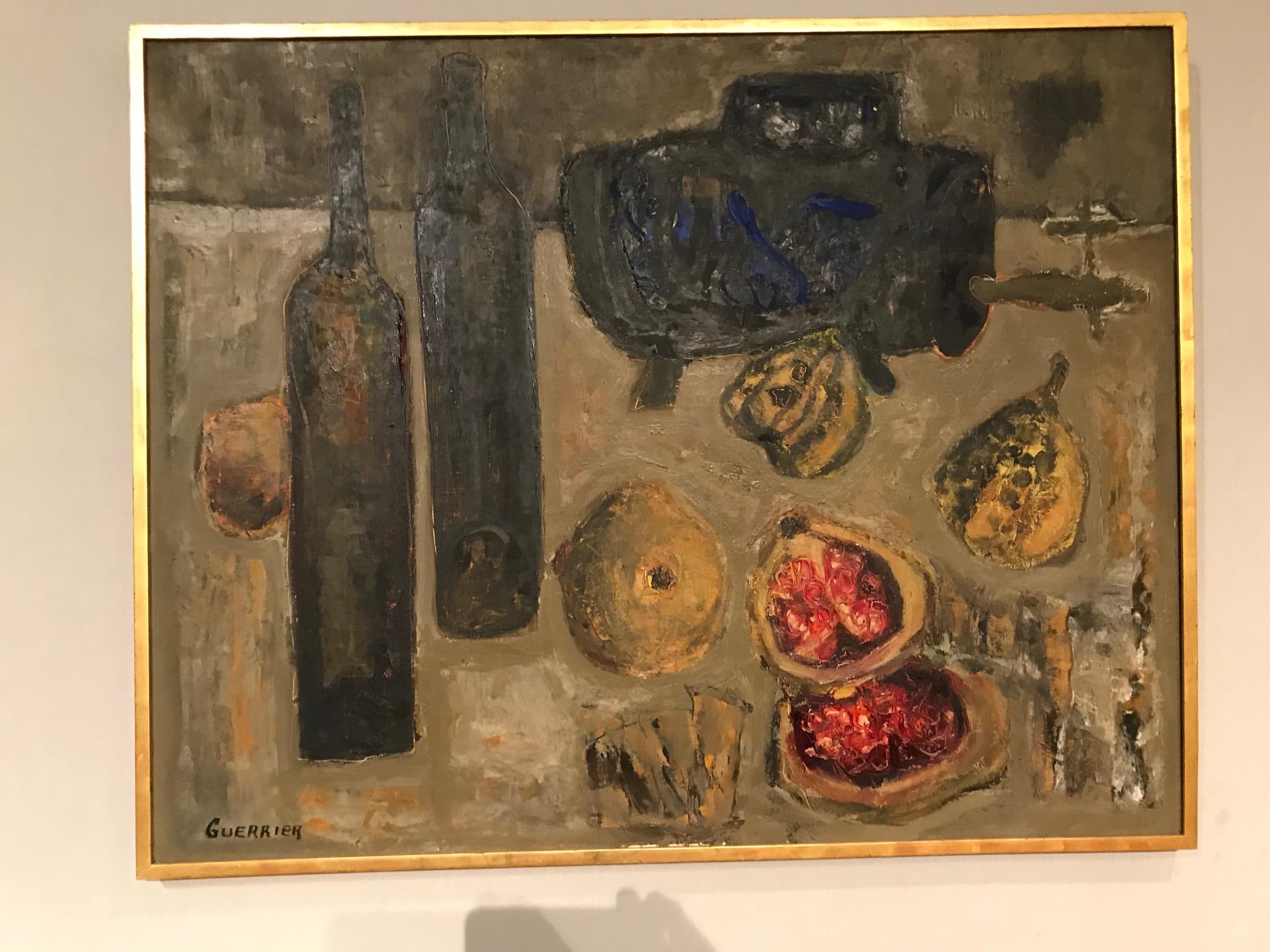 Colorful still life oil on canvas by Raymond Guerrier.
 Signed: 