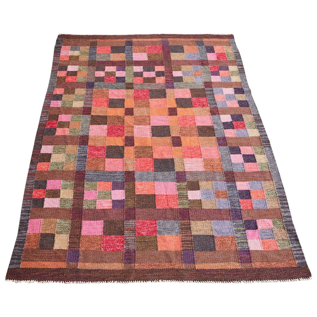 Colourful Swedish Flat-Weave Rug