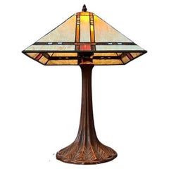 Farbenfrohe Tiffany-Tischlampe aus Buntglas im Art-déco-Stil, 1970er Jahre