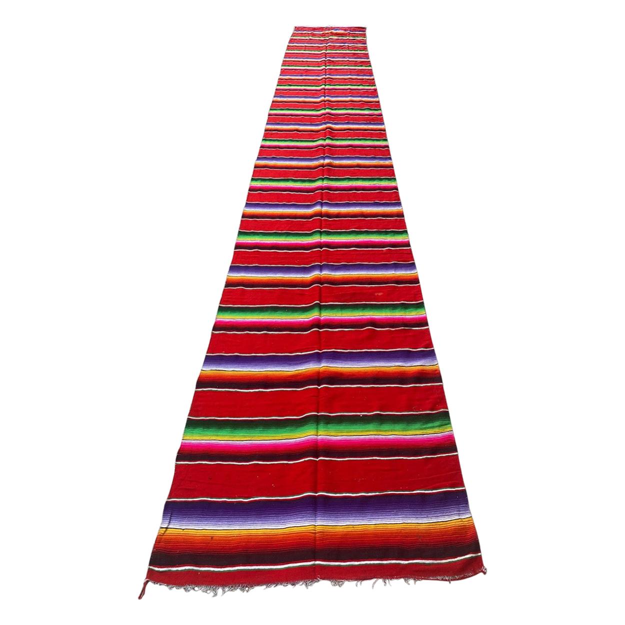 Colourful Vintage Hand Woven Runner For Sale