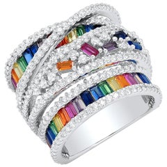 Colourful Zirconia Silver Ring