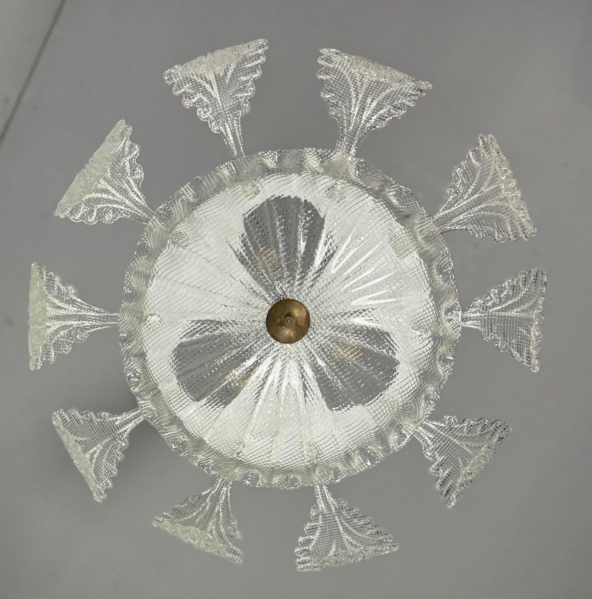 Lampadario Art Deco veneziano in vetro di Murano incolore Circa 1920 in vendita 4
