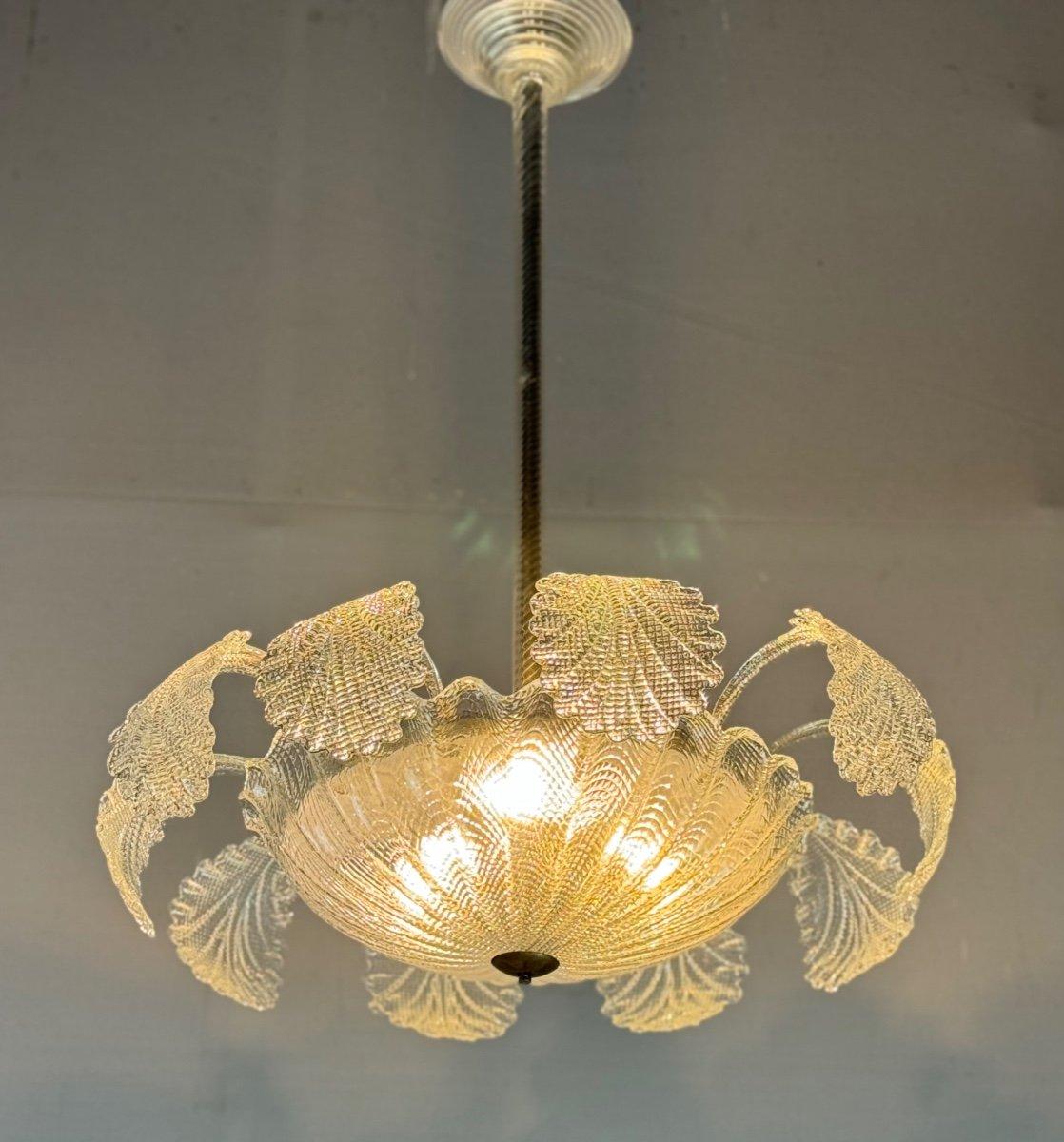 Lampadario Art Deco veneziano in vetro di Murano incolore Circa 1920 in vendita 5