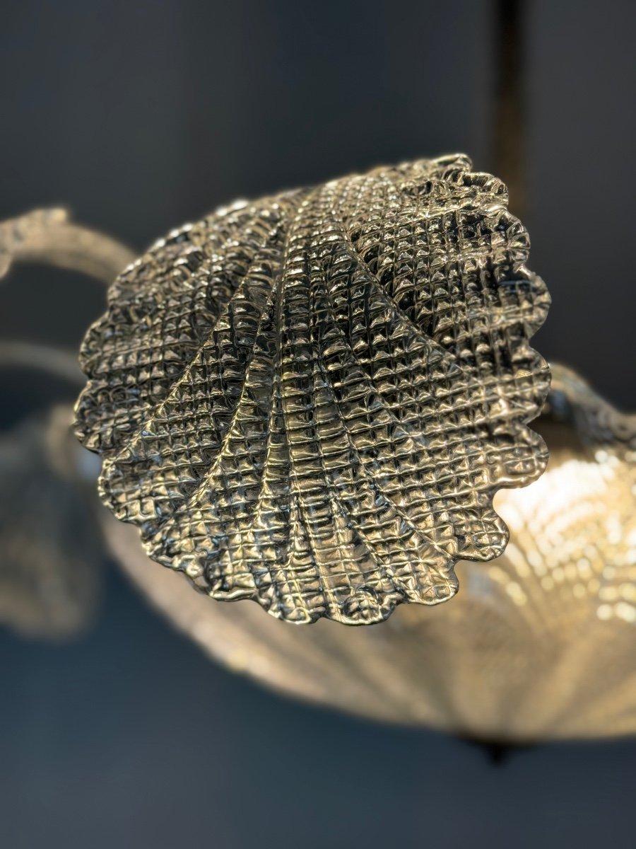 Metallo Lampadario Art Deco veneziano in vetro di Murano incolore Circa 1920 in vendita