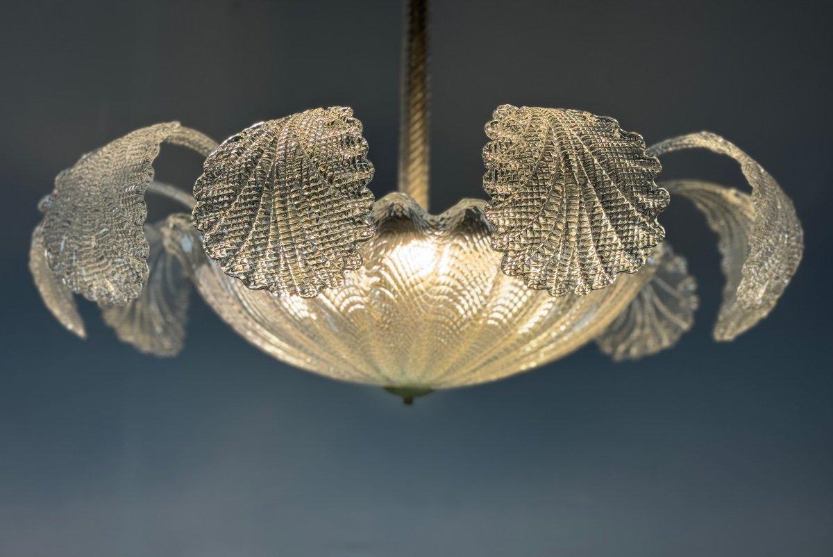 Lampadario Art Deco veneziano in vetro di Murano incolore Circa 1920 in vendita 1