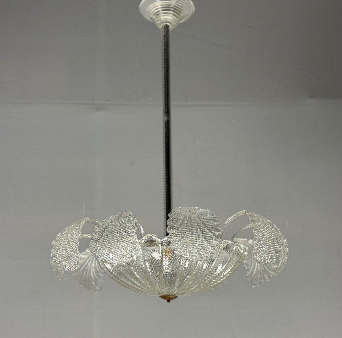 Lampadario Art Deco veneziano in vetro di Murano incolore Circa 1920 in vendita 2