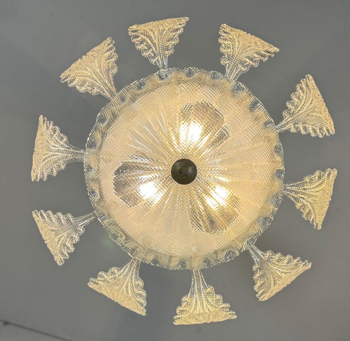 Lampadario Art Deco veneziano in vetro di Murano incolore Circa 1920 in vendita 3