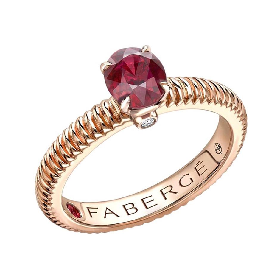 For Sale:  Fabergé Colours of Love Rose Gold Ruby Fluted Ring