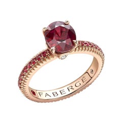 Fabergé Colours of Love Rose Gold Ruby Fluted Ring with Ruby Shoulders