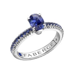 Fabergé Colours of Love Gold Blue Sapphire Fluted Ring with Sapphire Shoulders