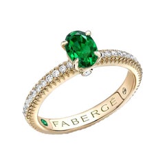 Fabergé Colours of Love Yellow Gold Emerald Fluted Ring with Diamond Shoulders