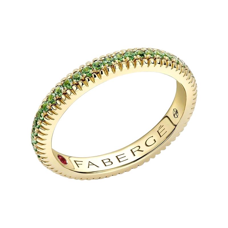 For Sale:  Fabergé Colours of Love Yellow Gold Tsavorite Garnet Set Fluted Ring