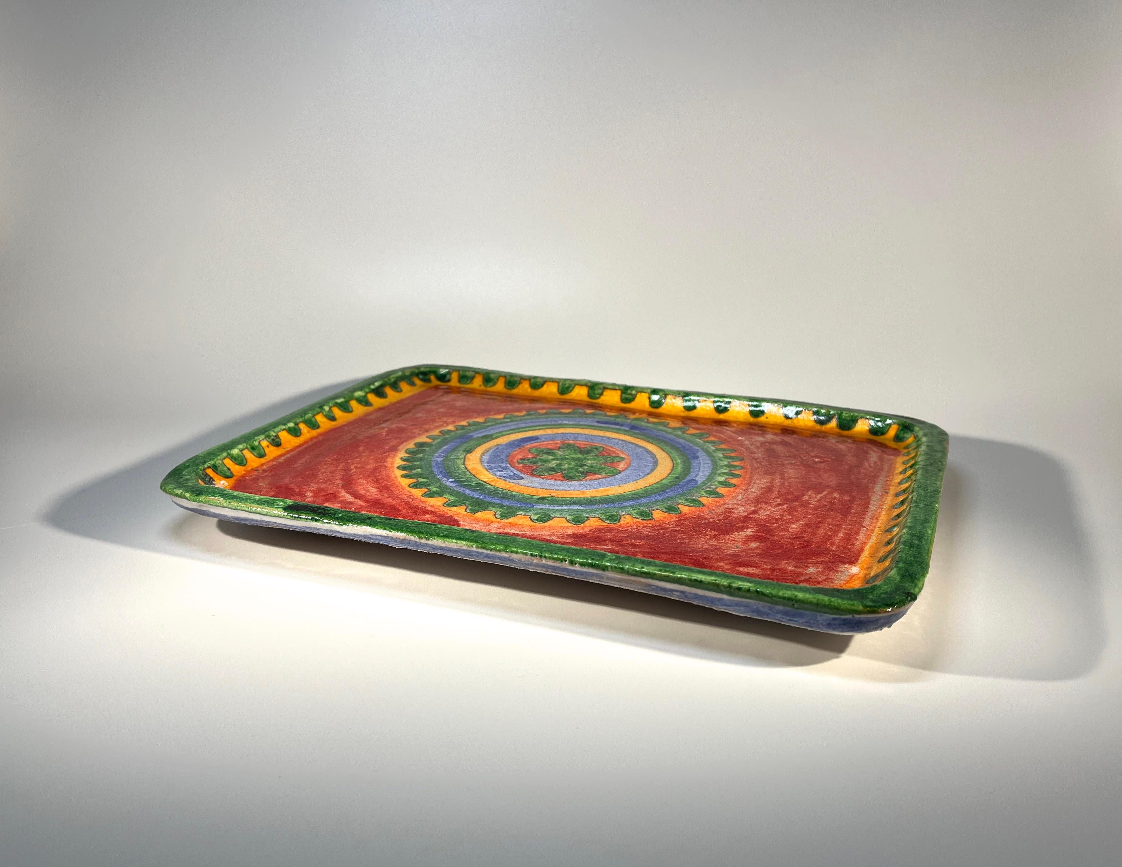 Colours Of The Mediterranean, Glazed Ceramic Platter By DeSimone, Italy, c1960 In Good Condition For Sale In Rothley, Leicestershire