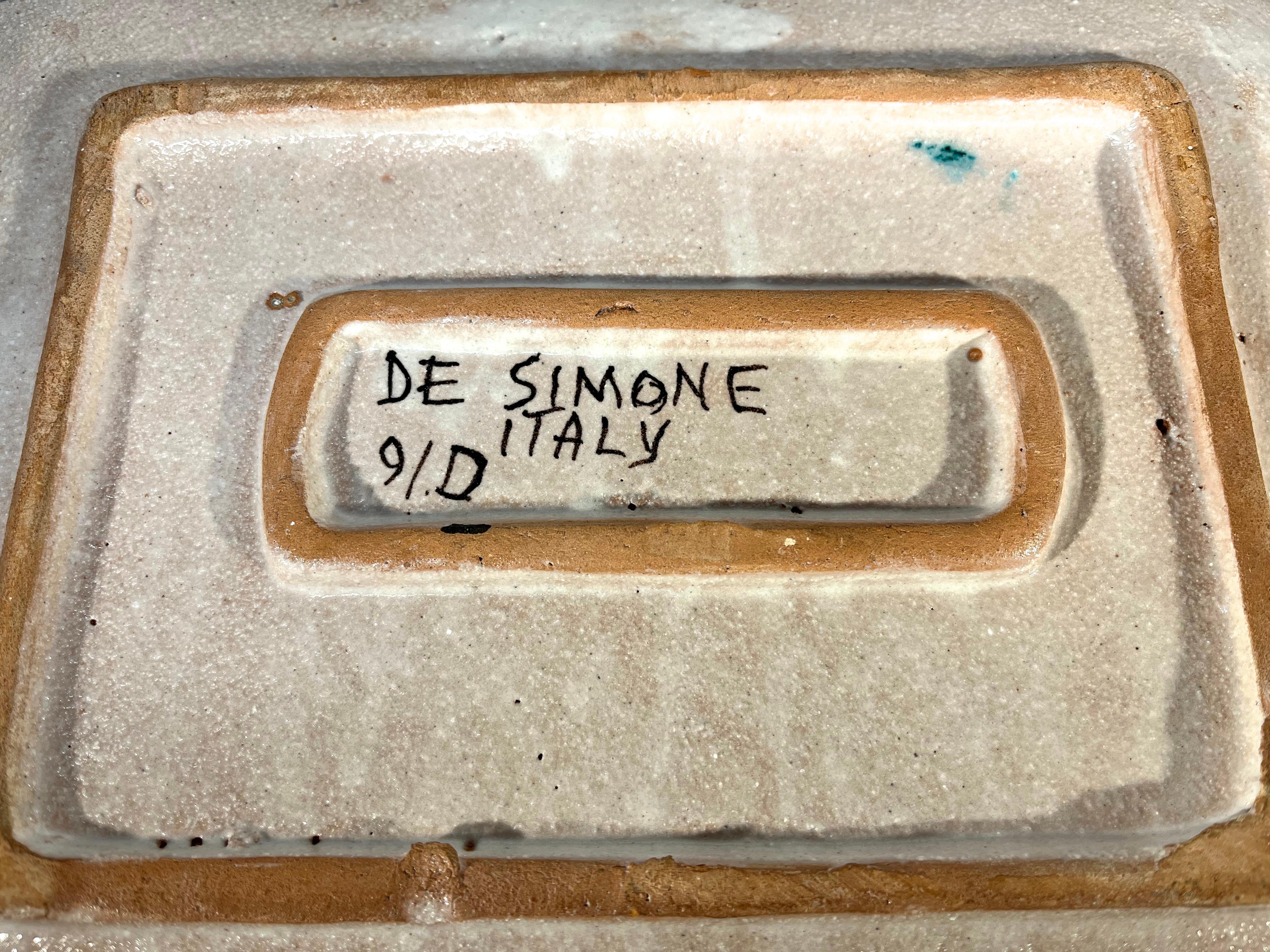 Farben des Mittelmeerraums, glasierte Keramikplatte von DeSimone, Italien, um 1960 im Angebot 2