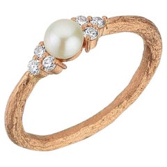 0.92ct Handmade Pearl And Diamond Ring