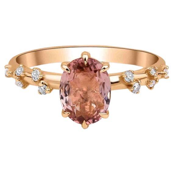 1.27ct Pink Tourmaline And Diamond Ring For Sale