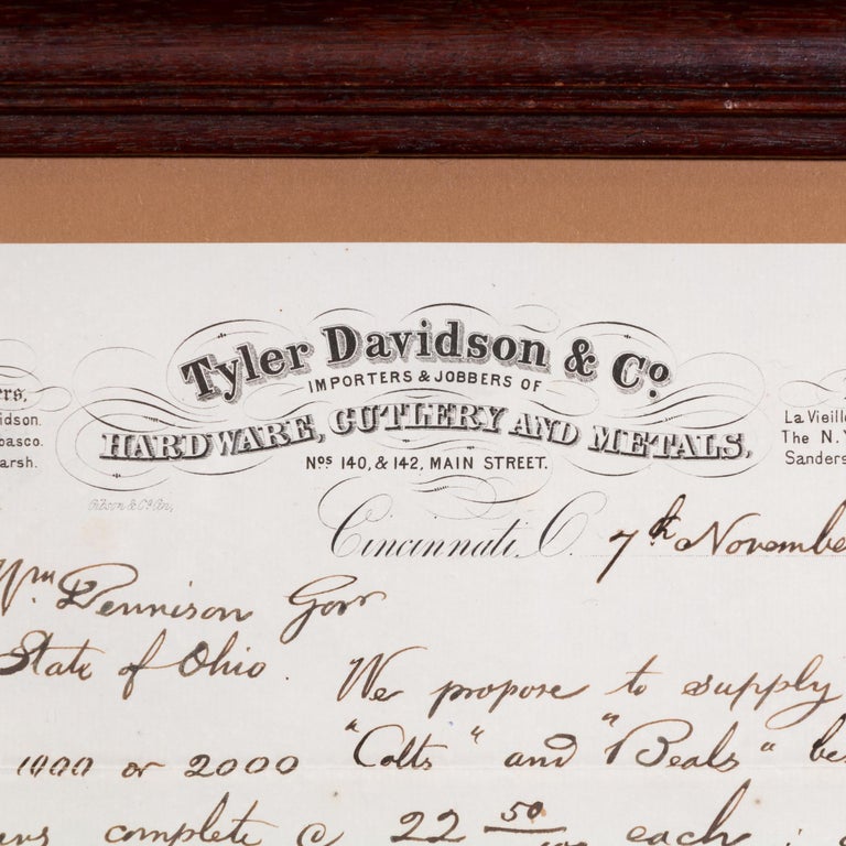 Colt Distributors Quill Letter to Governor Beginning of Civil War, 1861