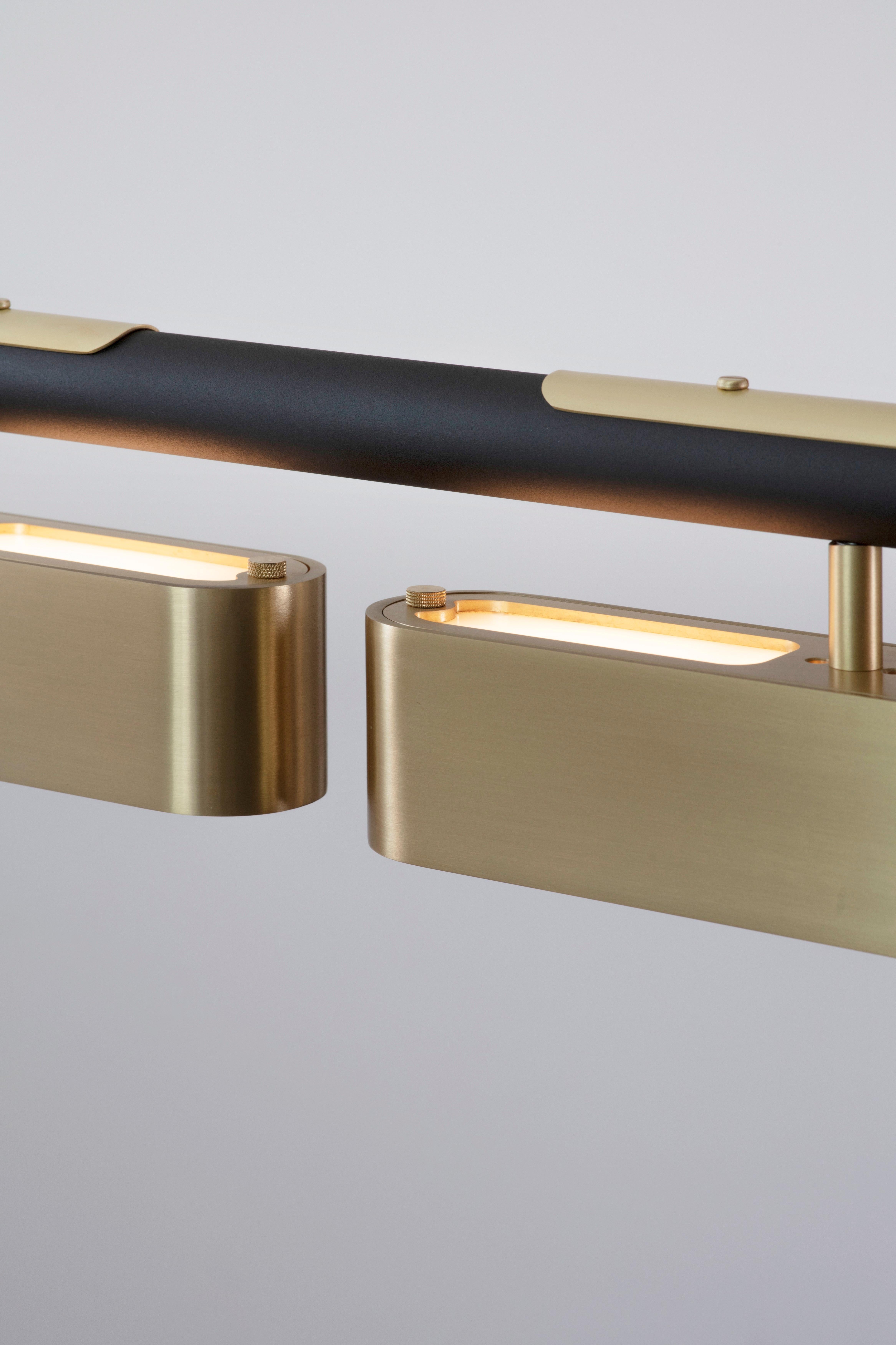 Brass Colt Pendant Light Triple by Bert Frank For Sale