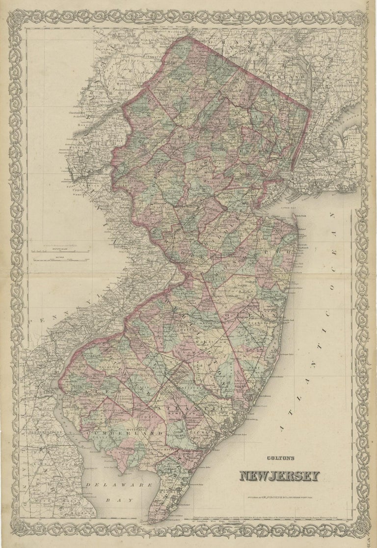 Colton's Map of New Jersey in the United States For Sale at 1stDibs