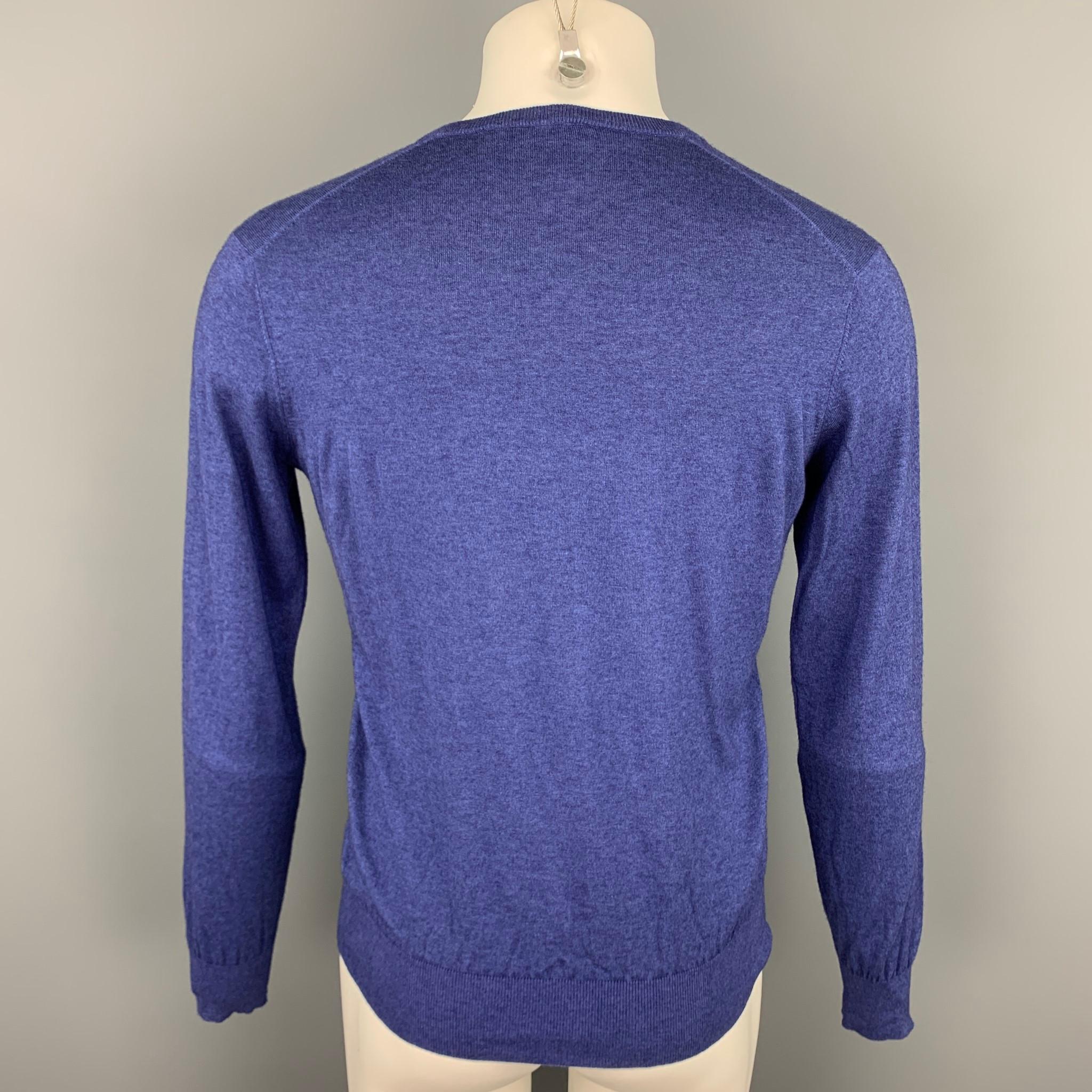 COLTORTI Size M Blue Silk / Cashmere V-Neck Pullover In Good Condition In San Francisco, CA